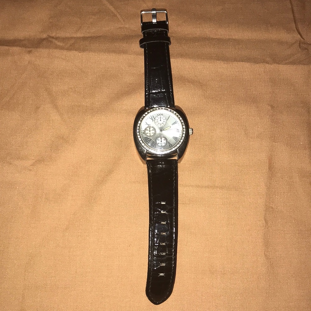 Black leather style & co watch